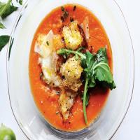 Tomato Soup with Arugula, Croutons, and Pecorino image