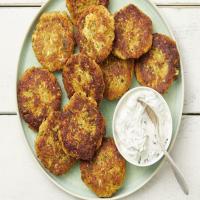Zucchini Cakes with Herb Sour Cream image