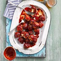 Bacon-wrapped, cheese-stuffed, smoky barbecue meatballs_image