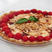 Raspberry Vanilla Pudding Pie with Peanut Butter Crust image