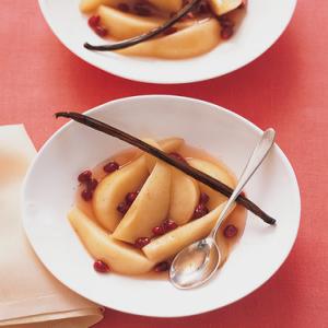 Poached Pears with Vanilla-Pomegranate Syrup_image