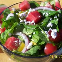 Watermelon and Feta Salad with Arugula and Spinach image