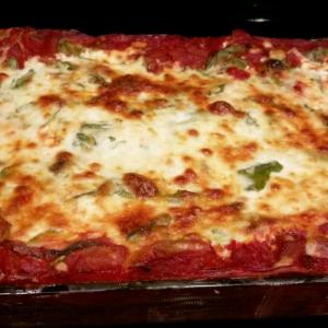 Low Fat Cheesy Spinach and Eggplant Lasagna image