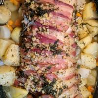 Herb, Garlic and Bacon Pork Loin image