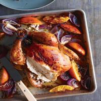 Garlic-Butter Rubbed Chicken with Roasted Oranges and Red Onions image