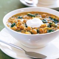Curried Red Lentil and Swiss Chard Stew with Garbanzo Beans image