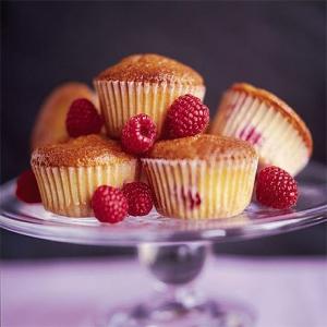 Warm raspberry cupcakes with orange sugar drizzle_image