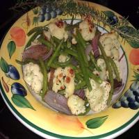 Roasted Cauliflower, Red Onion, and Green Beans image