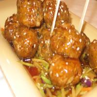 Meatballs in a Sweet 'n Spicy Asian Sauce With Warm Asian Slaw_image
