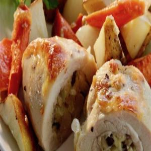 Stuffed Chicken Thighs with Roasted Potatoes and Carrots Recipe_image
