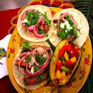 Adobo Beef Tacos With Pickled Red Onions image