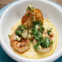 Shrimp and Grits with Green Apple-Parsley Salsa_image