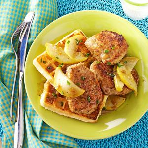 Pork and Waffles with Maple-Pear Topping_image