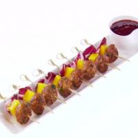 Mini Meatballs with Raspberry-Balsamic Barbecue Sauce Recipe - (4.4/5) image