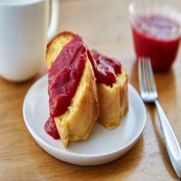 Baked French Toast with Strawberry-Rhubarb Sauce_image