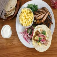 Pork Tenderloin Tacos with Pineapple and Quick-Pickled Red Onions image