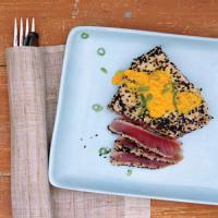Sesame-Crusted Tuna with Carrot-Ginger Sauce image