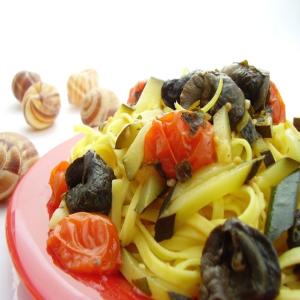 Saffron Tagliarini With Snails, Sorrel, Tomato, Zucchini_image