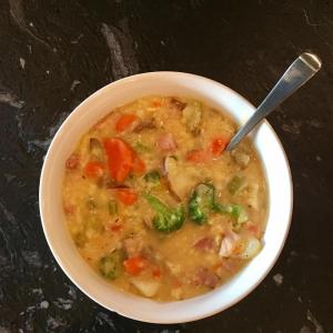 Potato, Ham, Broccoli and Cheese Soup with Baby Dumplings image