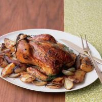 Whole Roasted Chicken with Pear, Shallots, and Thyme image