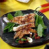 Balsamic Chicken Cutlet over Spinach Salad with Mushrooms, Bacon and Warm Shallot Dressing image