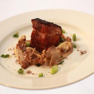 Bacon Steak with Coriander, Smoked Oyster Mushrooms and Thyme Brown Butter_image
