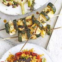Courgette & halloumi skewers image