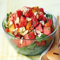 Tomato-Watermelon Salad with Feta and Toasted Almonds_image