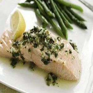 Poached Salmon with Herb and Caper Vinaigrette_image