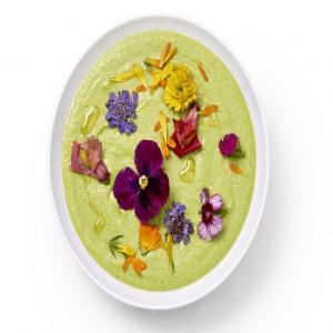 Green Gazpacho with Edible Flowers_image