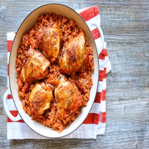 Paprika Chicken Thighs and Rice Skillet image