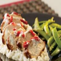 Hoisin Chicken Over Sticky Rice With Glazed Sugar Snap Peas image