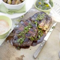 Seared steak with chimichurri dressing_image