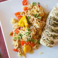 Orzo-Rice Pilaf with Patty Pan Squash and Bell Pepper_image
