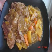 Slow Cooked Beef Roast and Vegetables With Horseradish Gravy_image