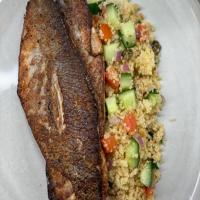 Pan-Seared Bass with Warm Couscous Salad_image