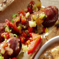 Smoked Sausage with BBQ Remoulade and Green Tomato Chowchow Relish image