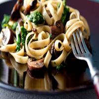 Fettuccine With Braised Mushrooms and Baby Broccoli image