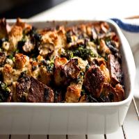 Savory Bread Pudding With Kale and Mushrooms image