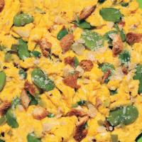 Scrambled Eggs with Leeks, Fava Beans, Crispy Breadcrumbs, and Parmesan_image
