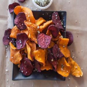 Sweet Potato and Beet Chips with Garlic Rosemary Salt image