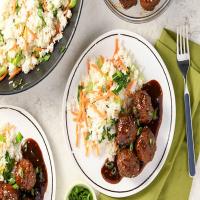 One-Pan Spicy Korean-Style BBQ Meatballs with bok choy and rice_image