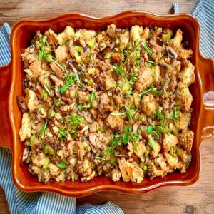 Vegan Sourdough Stuffing with Wild Mushrooms and Walnuts image