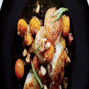 Scallops with Hazelnuts and Warm Sun Gold Tomatoes_image