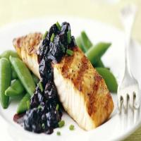 Skinny Grilled Salmon and Blueberry-Balsamic Sauce image