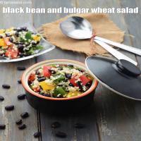 black bean and bulgar wheat salad recipe | dalia salad with beans | healthy Indian black bean vegetable salad |_image