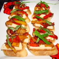 Bruschetta With Sweet Peppers and Fresh Mozzarella_image