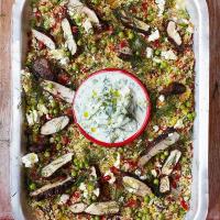 Gorgeous greek chicken with herby vegetable couscous & tzatziki_image