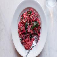 Pink Risotto With Beet Greens and Roasted Beets image