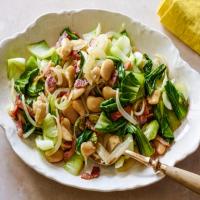 Baby Bok Choy with Bacon, Onion and Butter Beans image